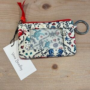 NWT ⭐️ Vera Bradley Iconic Zip ID Case Ocean Cotton Seahorse Seashell